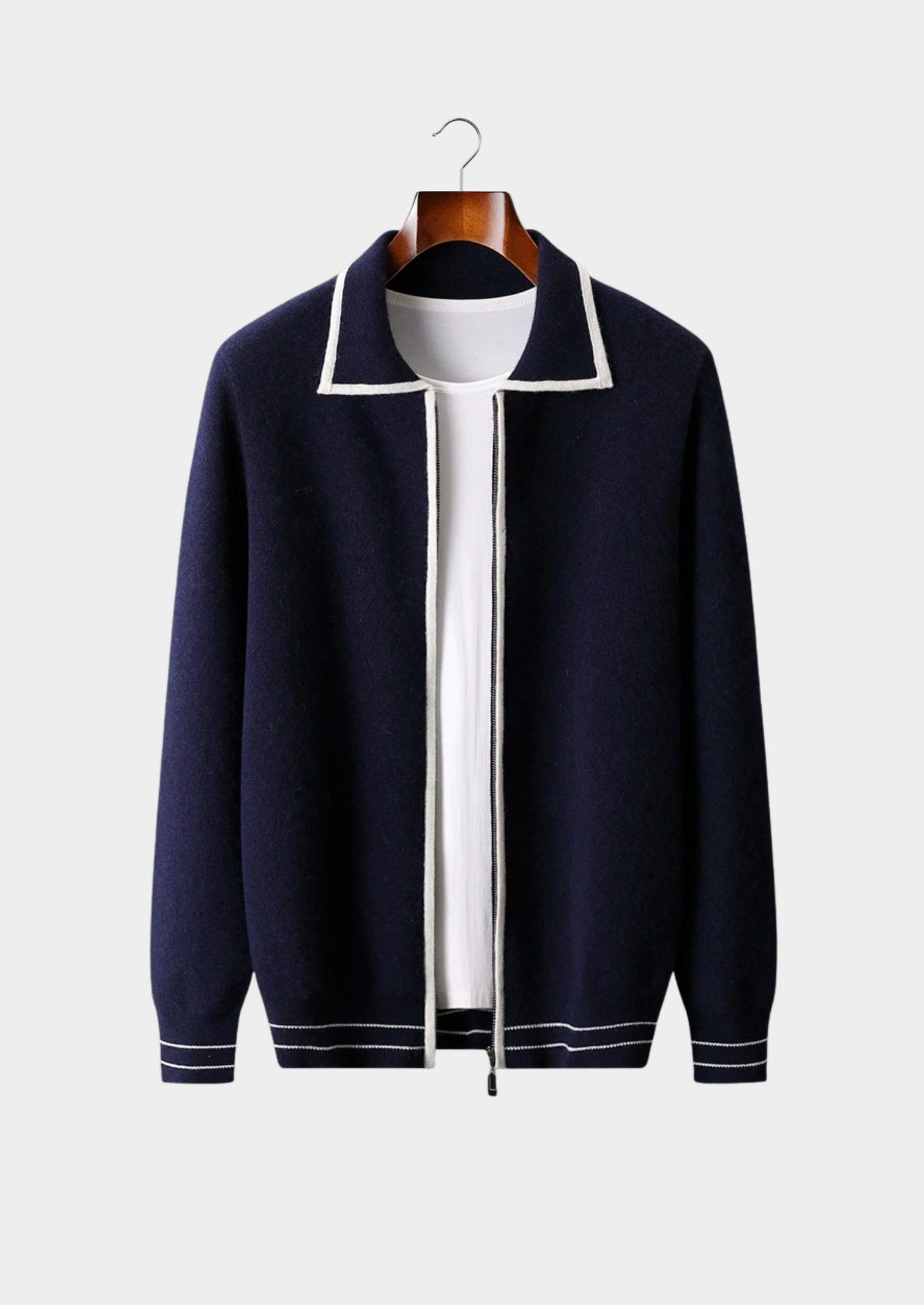 NOBA WOOL TWO-TONE POLO CARDIGAN