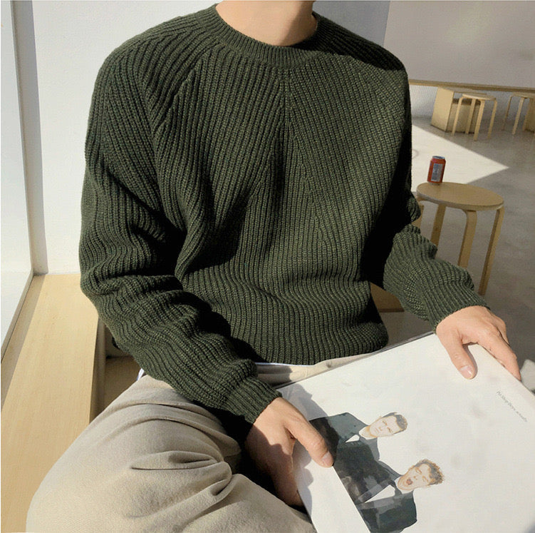 COTTON KNIT RAGLAN SLEEVE SWEATER