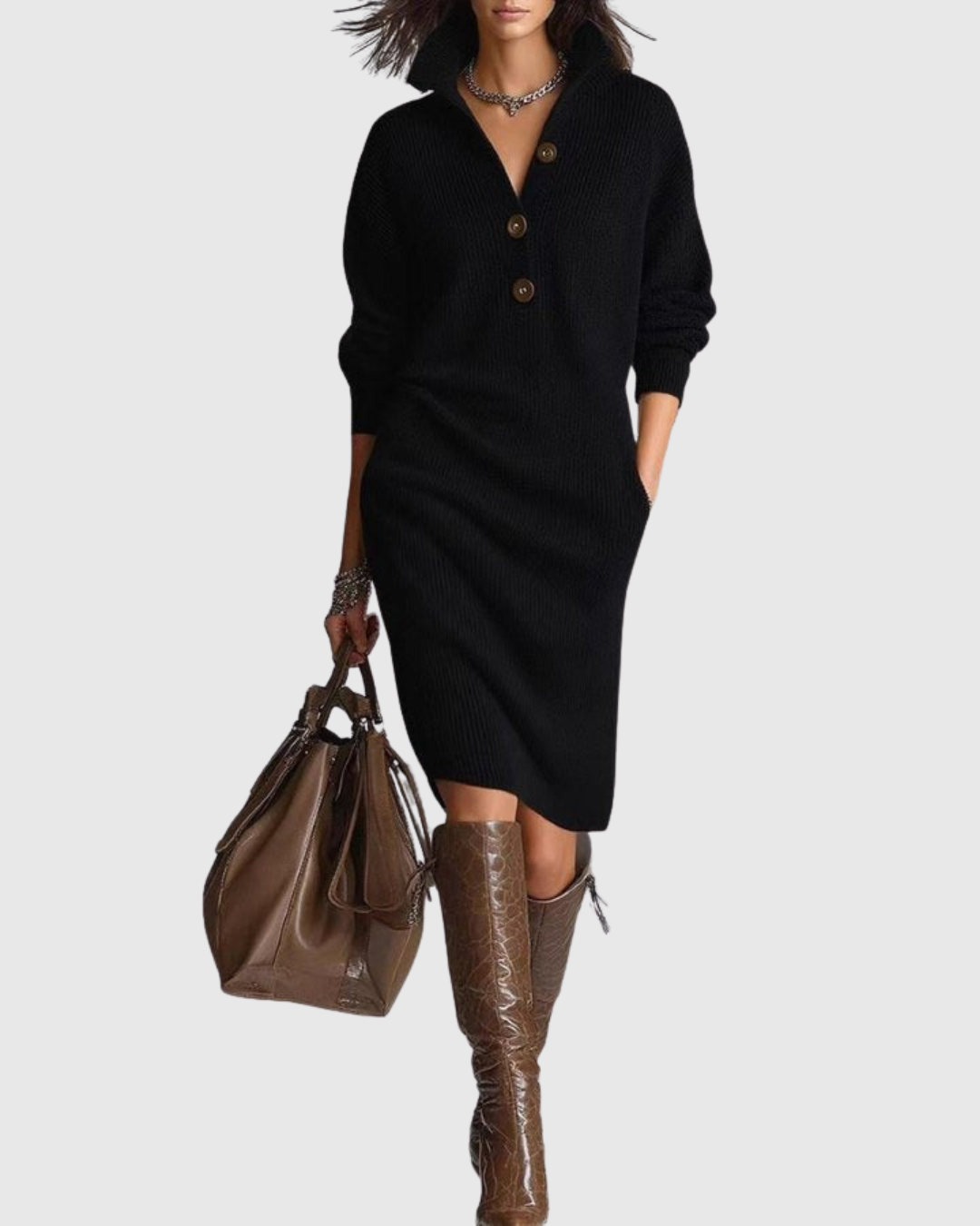 Sophia | Pure Wool Winter Knit Midi Dress
