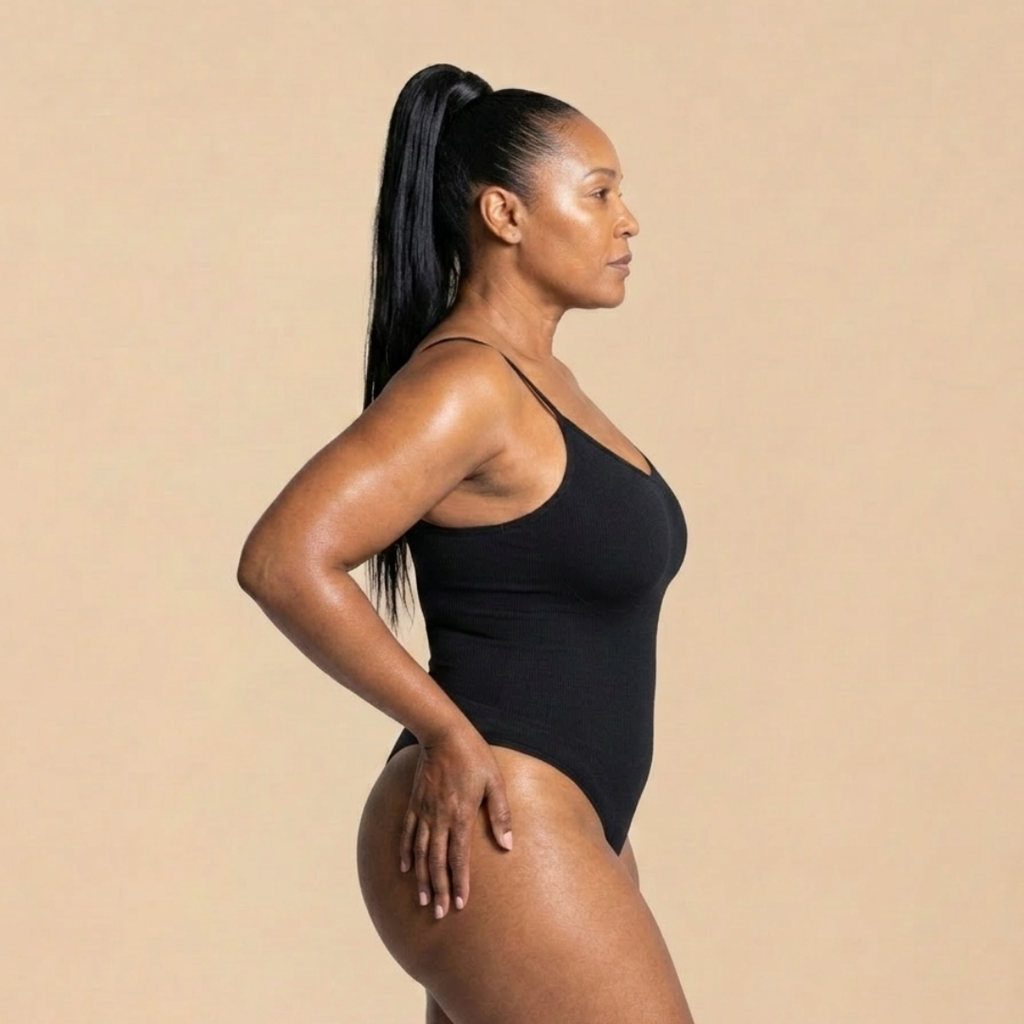 LEVRE Smooth Thong Bodysuit Black