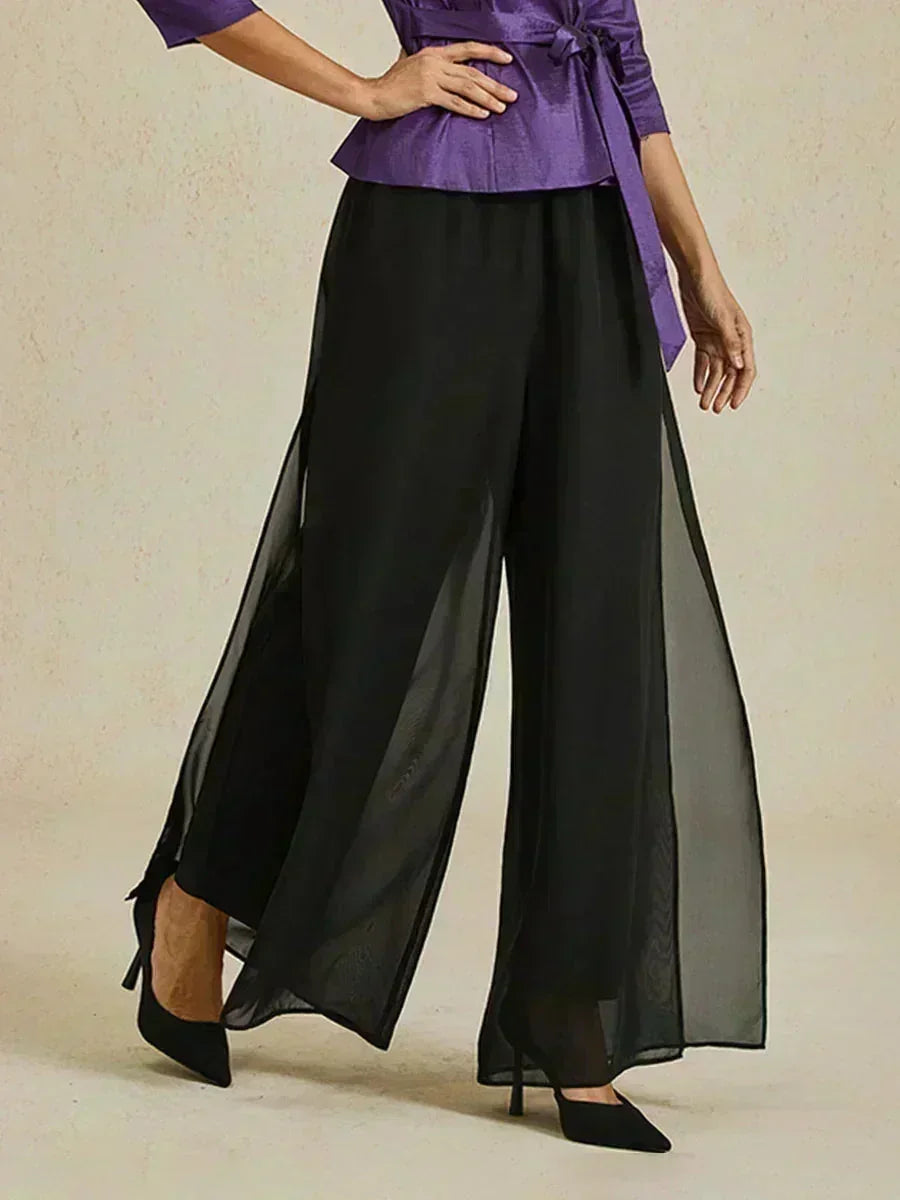Chiffon Wide-Leg Palazzo Pants