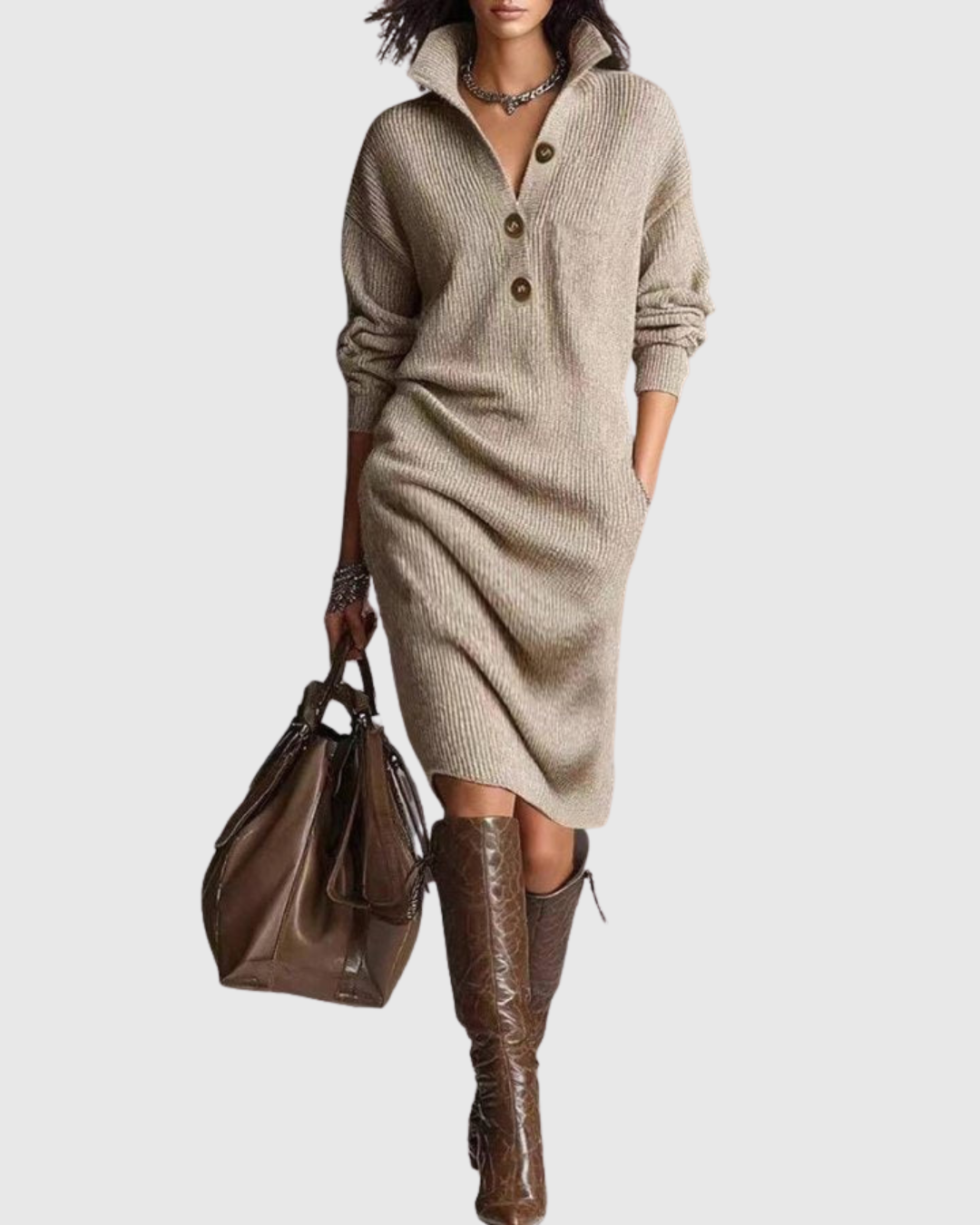 Sophia | Pure Wool Winter Knit Midi Dress