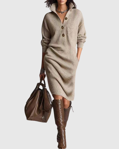 Sophia | Pure Wool Winter Knit Midi Dress
