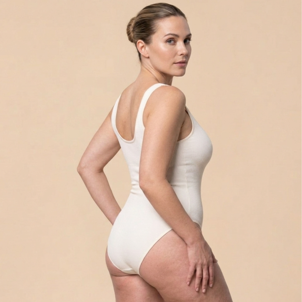 LEVRE Smooth Ribbed Bodysuit Brown