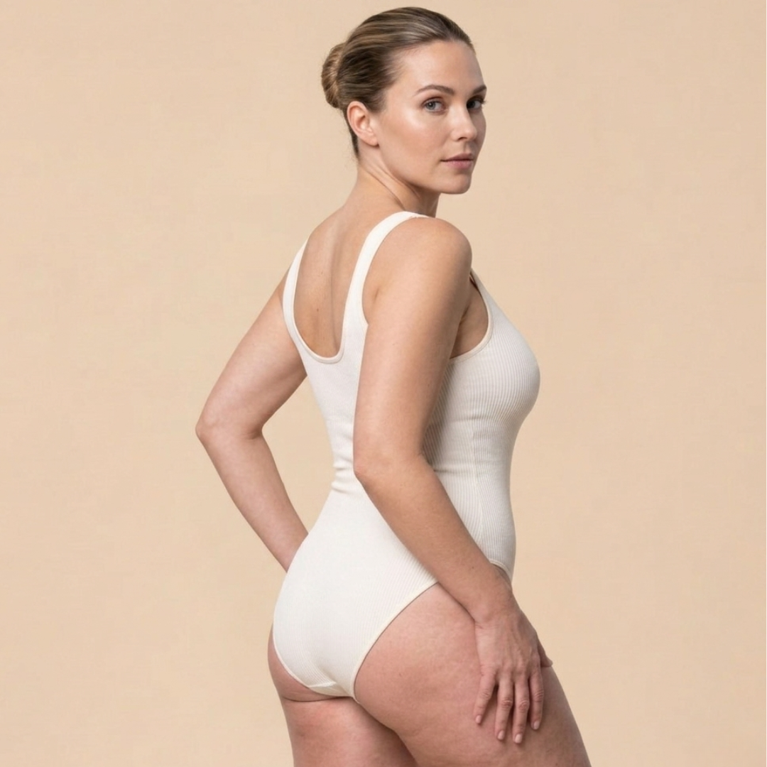 LEVRE Smooth Ribbed Bodysuit Brown