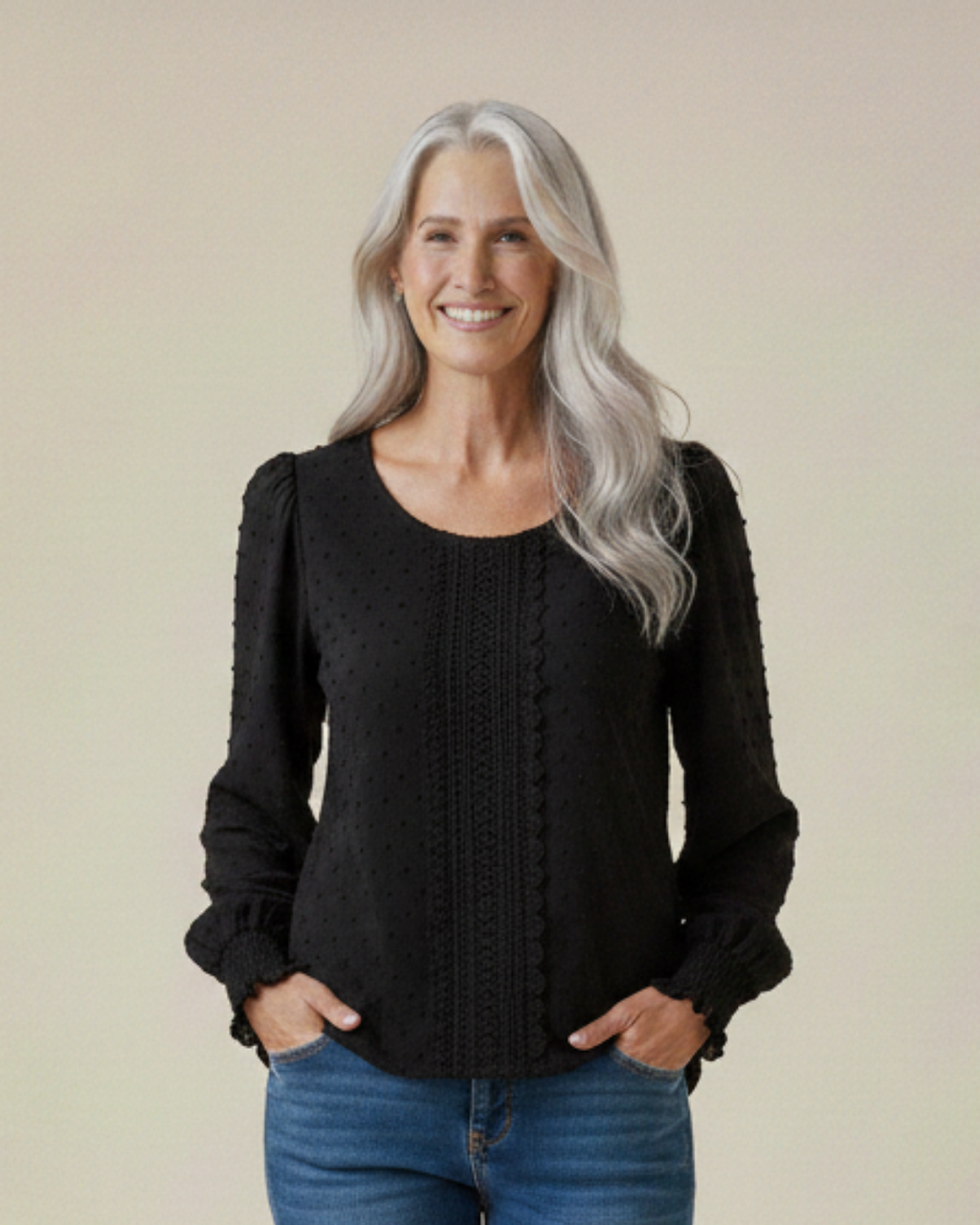 Emily | Puff Sleeve Blouse with Round Neck