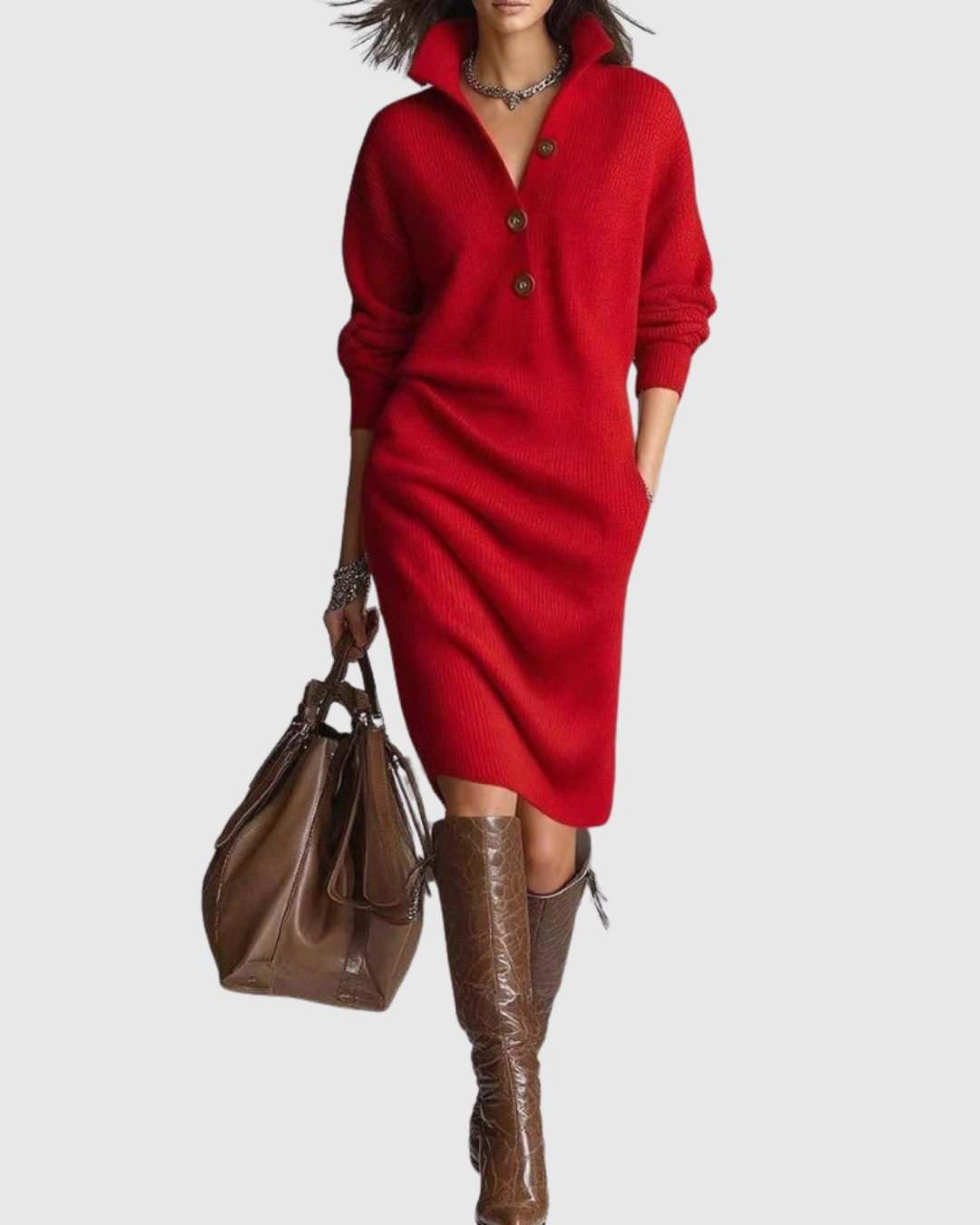 Sophia | Pure Wool Winter Knit Midi Dress