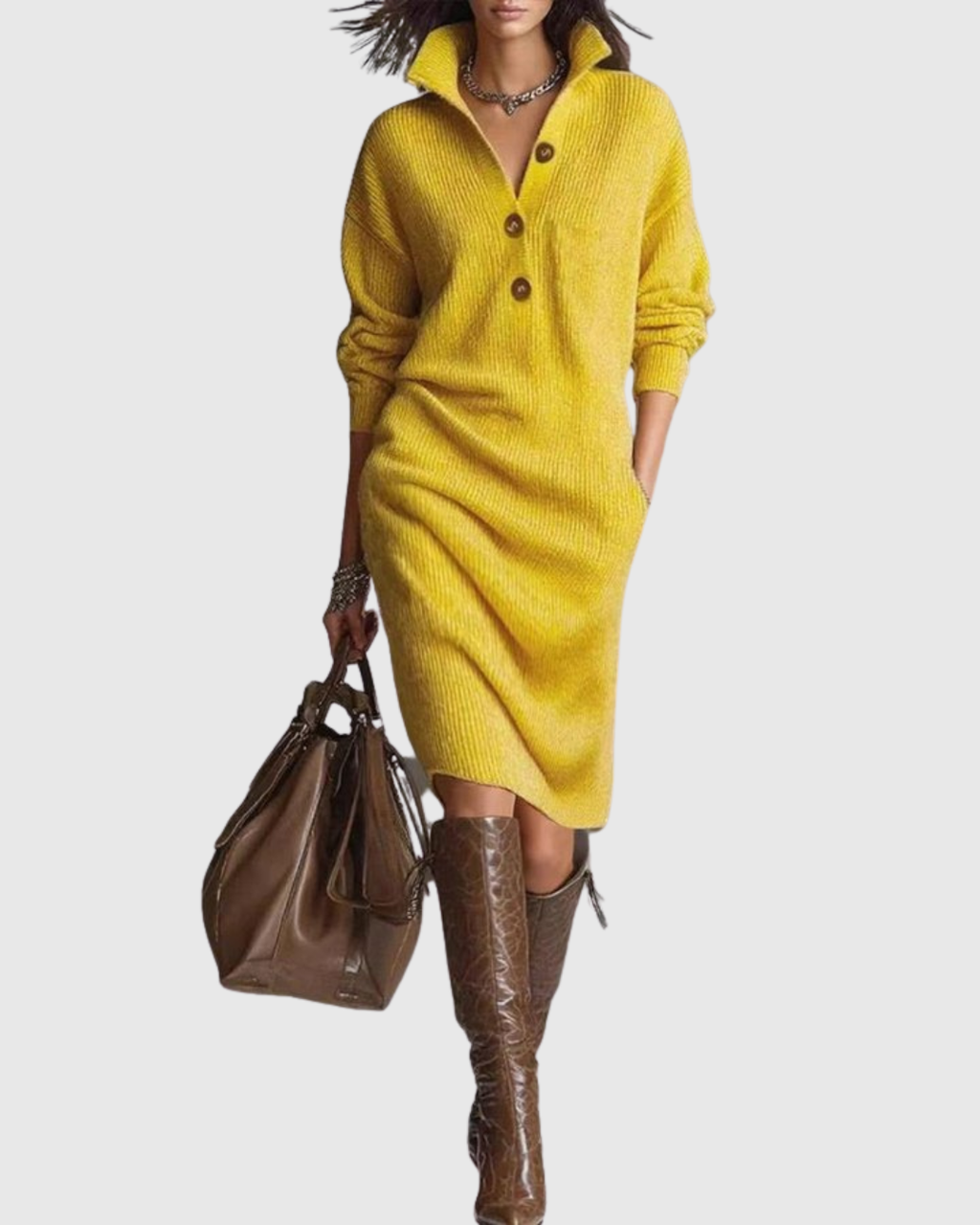 Sophia | Pure Wool Winter Knit Midi Dress