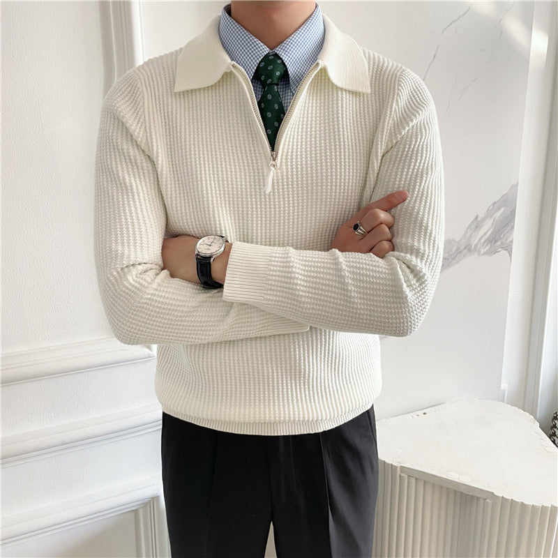 COTTON KNIT HALF-ZIP SWEATER