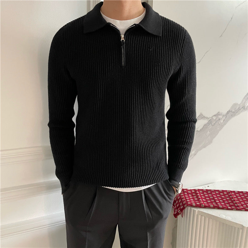 COTTON KNIT HALF-ZIP SWEATER