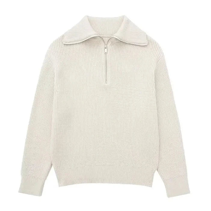 STRIPED ZIP UP SWEATER