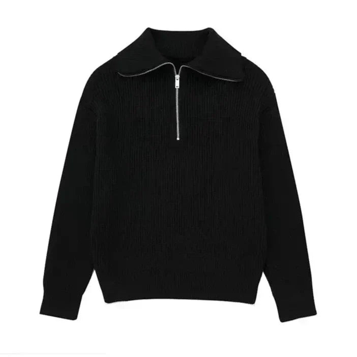 STRIPED ZIP UP SWEATER