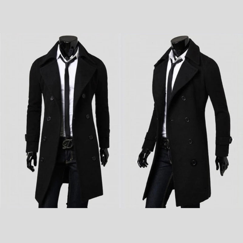 Nandi Men’s Premium Double-Breasted Wool Coat
