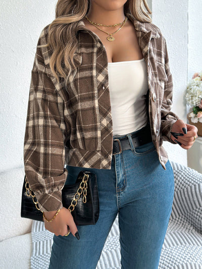 COVA™ - Casual Plaid Button Front Long Sleeve Jacket