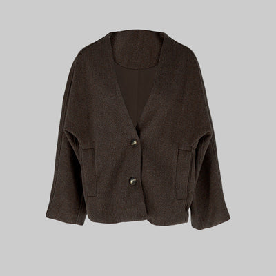 LAYA™ - Chic Button Down Long Sleeve V-Neck Coat