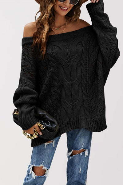 LENNY™ - Chic Off Shoulder Long Sleeve Sweater