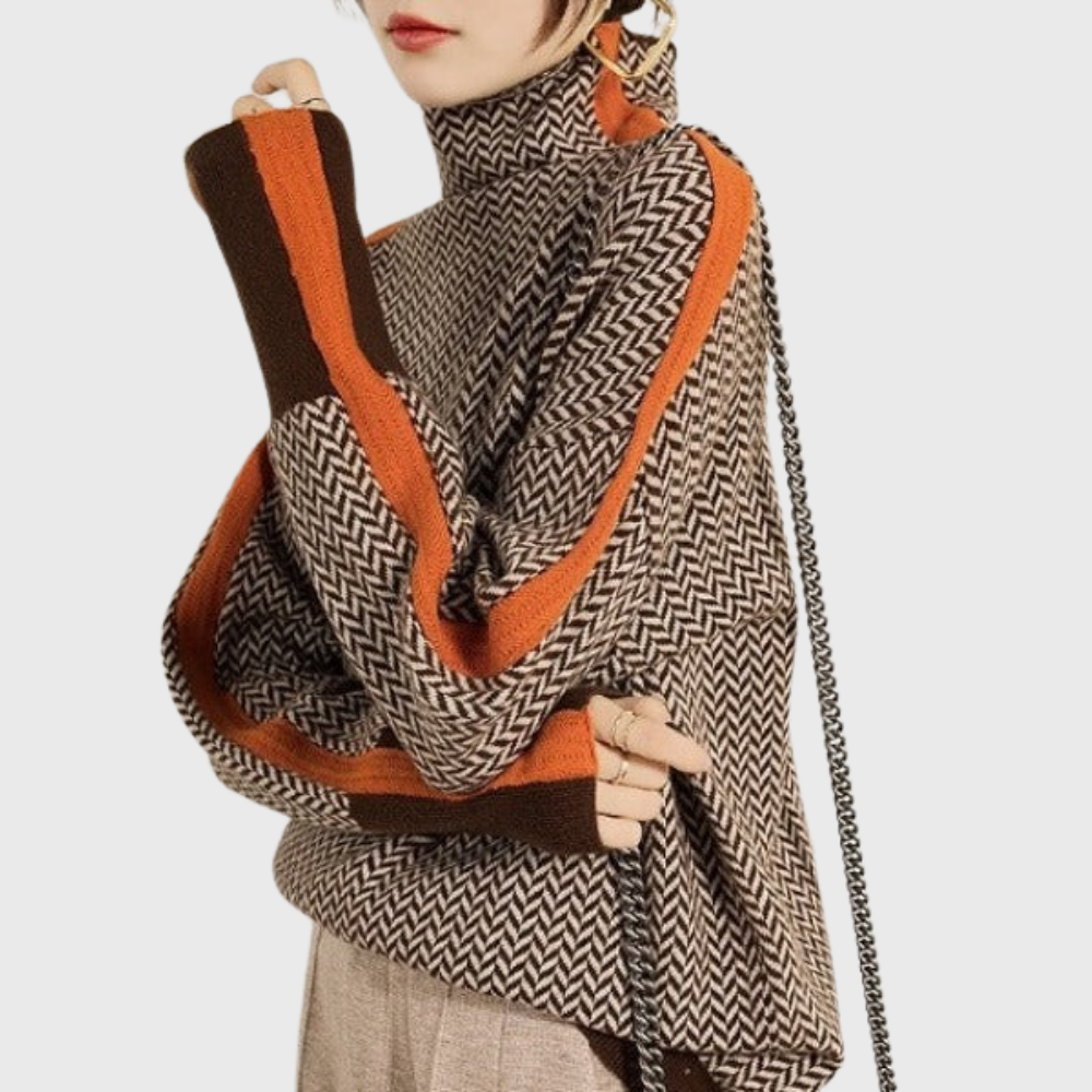 Cleo - Cozy Striped Turtleneck Sweater
