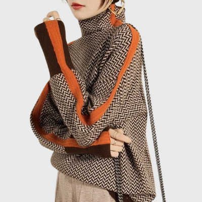 Cleo - Cozy Striped Turtleneck Sweater