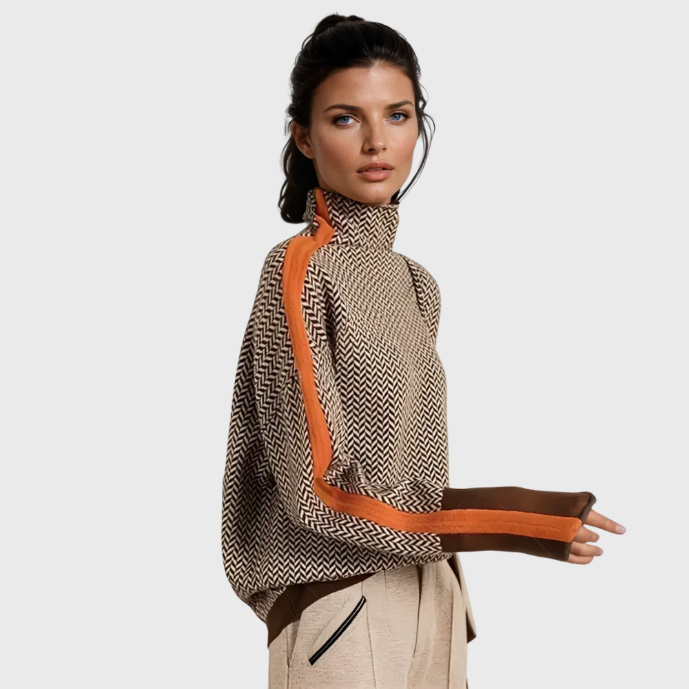 Cleo - Cozy Striped Turtleneck Sweater