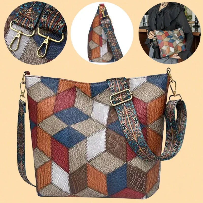 Mackenzie - Leather Handbag in Mosaic Style