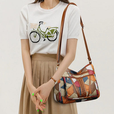 Mackenzie - Leather Handbag in Mosaic Style