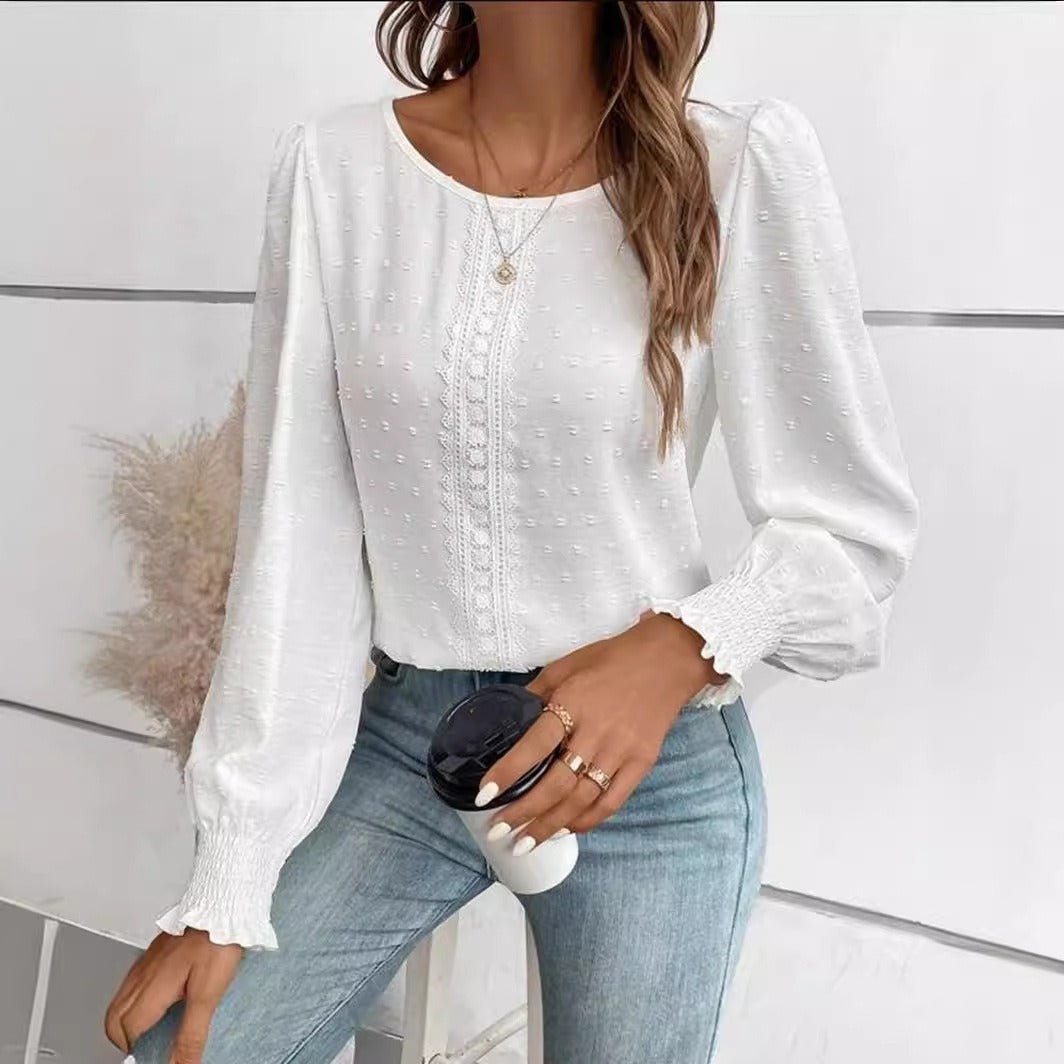 Emily | Puff Sleeve Blouse with Round Neck