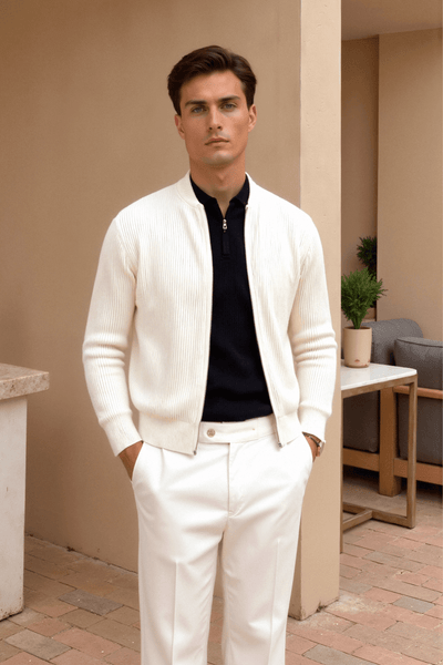 SOLID KNITTED CREW NECK CARDIGAN