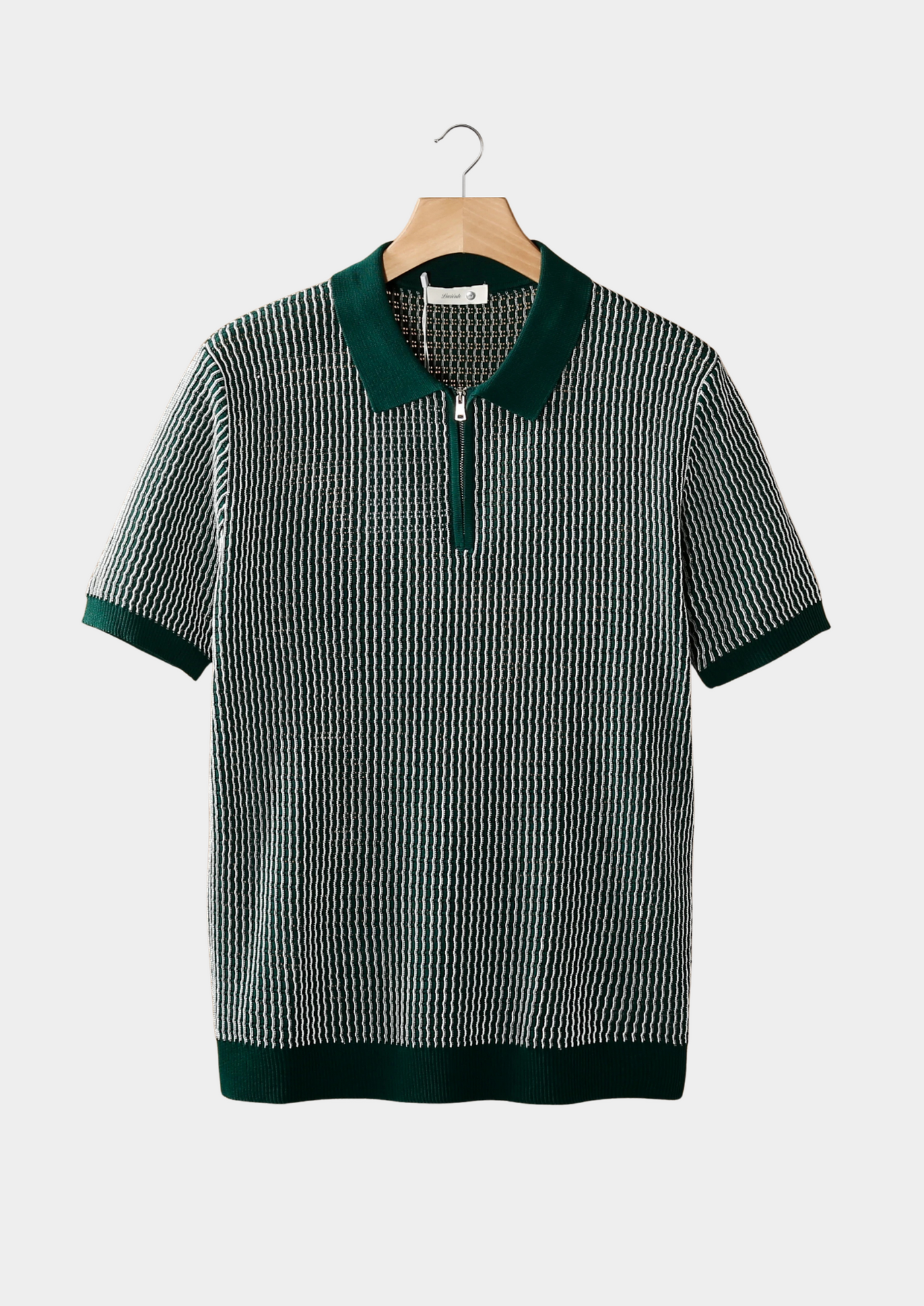 GEOMETRIC TEXTURED ZIPPER POLO