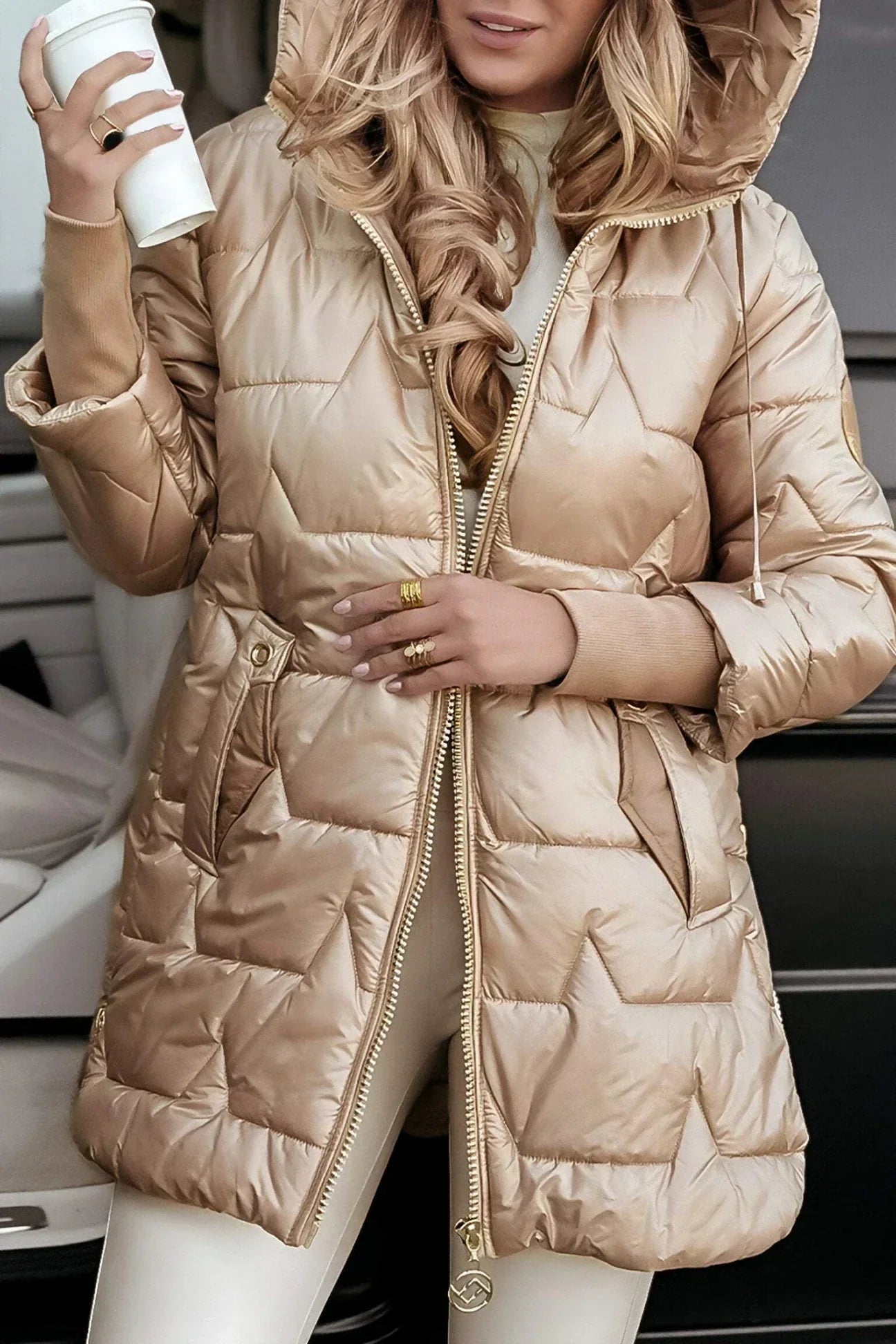 Noor | Long Quilted Hooded Coat