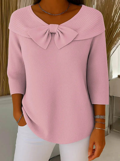 Nora | Women's Sweater with Bow and Round Neckline