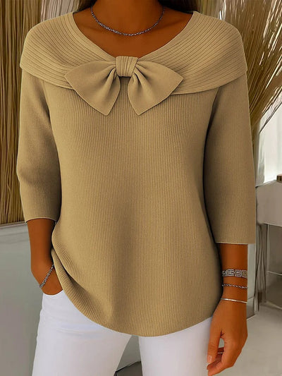 Nora | Women's Sweater with Bow and Round Neckline
