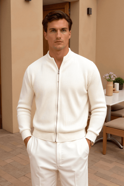 SOLID KNITTED CREW NECK CARDIGAN