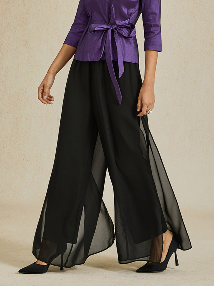 Chiffon Wide-Leg Palazzo Pants