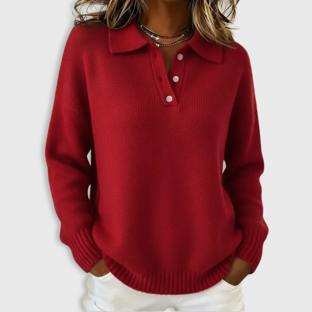 Gaby | Soft Knit Polo Sweater