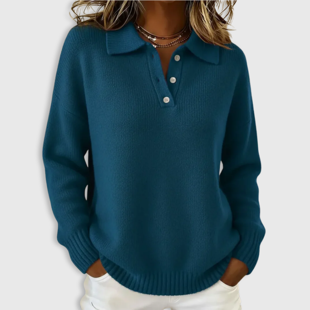 Gaby | Soft Knit Polo Sweater