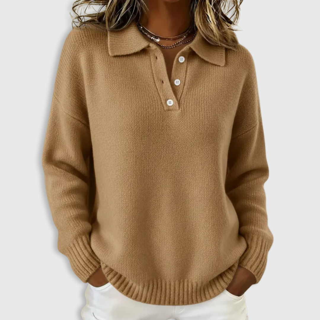 Gaby | Soft Knit Polo Sweater